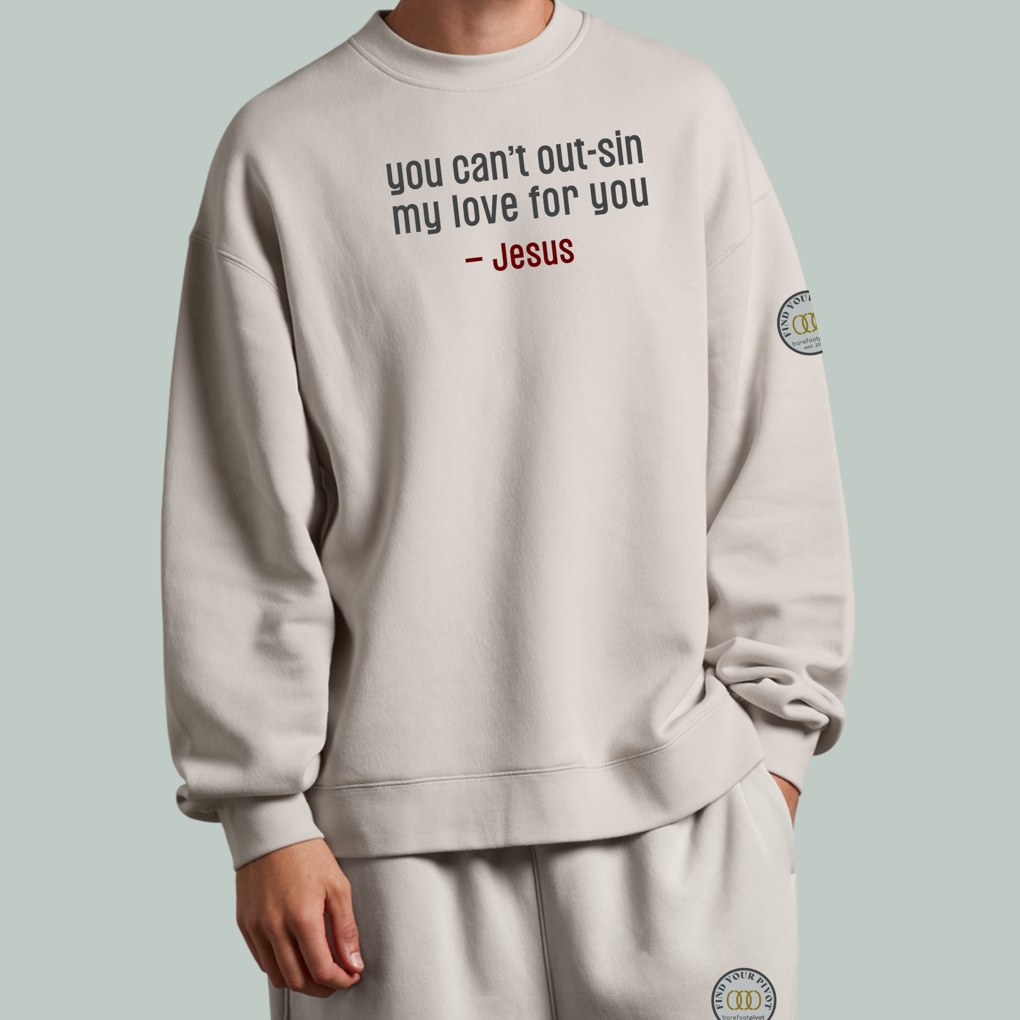 black sweatshirt with integrity embroidered on the front chest area