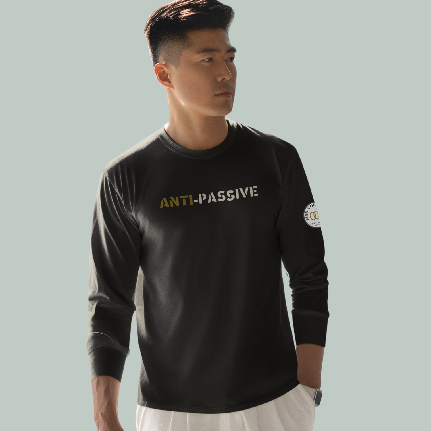 ivory sweatshirt with unapologetic embroidered on the front 